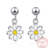 100%  925 Sterling Silver Earrings Ear Stud yellow flower Womens  Party Jewelry Love Gift