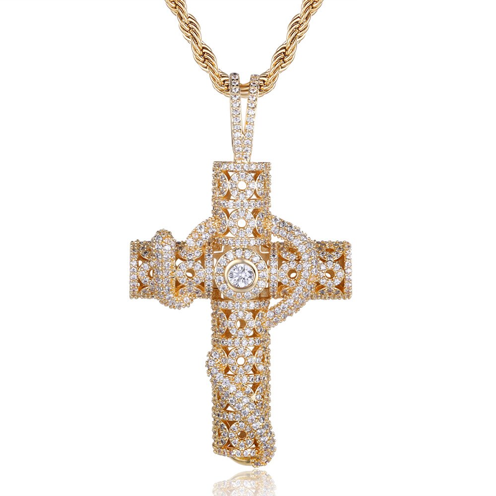 100% Micro Zircon Hip Hop Cross Pendant Necklace For Men Jewelry Gift Bling Bling Party Iced Out Necklaces