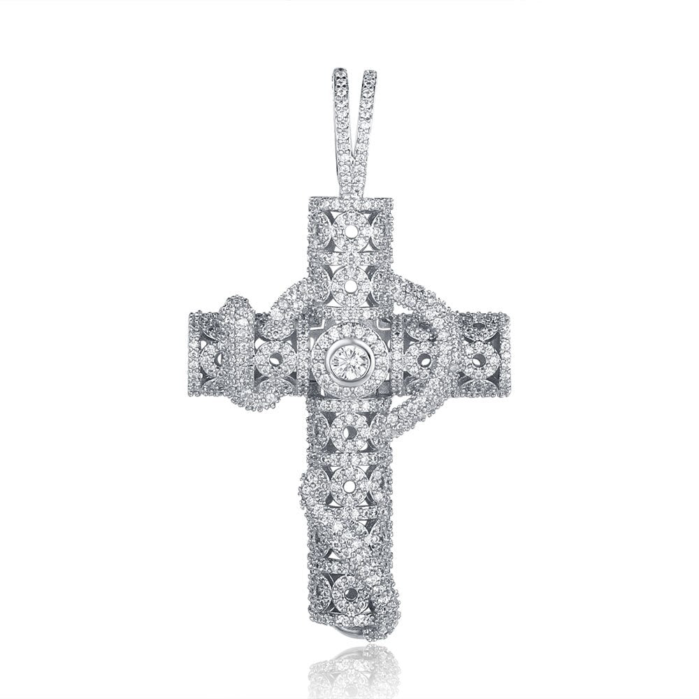 100% Micro Zircon Hip Hop Cross Pendant Necklace For Men Jewelry Gift Bling Bling Party Iced Out Necklaces