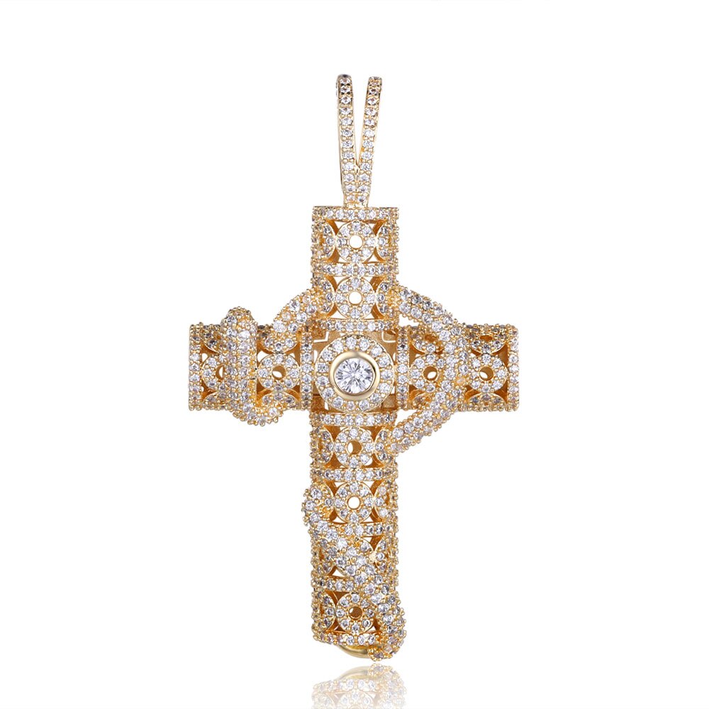 100% Micro Zircon Hip Hop Cross Pendant Necklace For Men Jewelry Gift Bling Bling Party Iced Out Necklaces