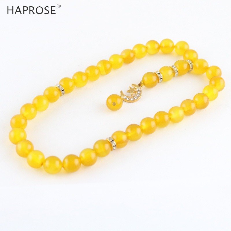 100% Natural Agate 33 Beads Muslim Bracelet 6-10mm Tasbih Allah Rosaries Blue Stripe Agate Bracelet tasbin