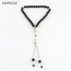100% Natural Agate 33 Beads Muslim Bracelet 6-12mm Tasbih Ala Rosaries Scrub Bead National Wind Men Bracelet