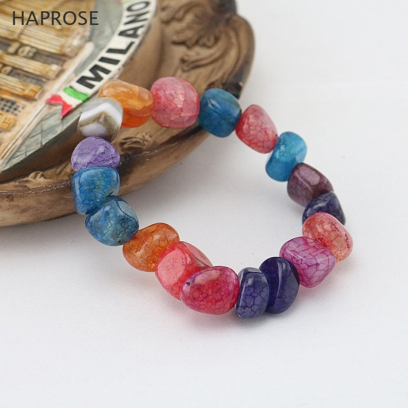 100% Natural Agate Bracelet Creative Boutique Jewelry Woman Ball Bracelet With Shaped Agate National Wind Gravel Bracelet