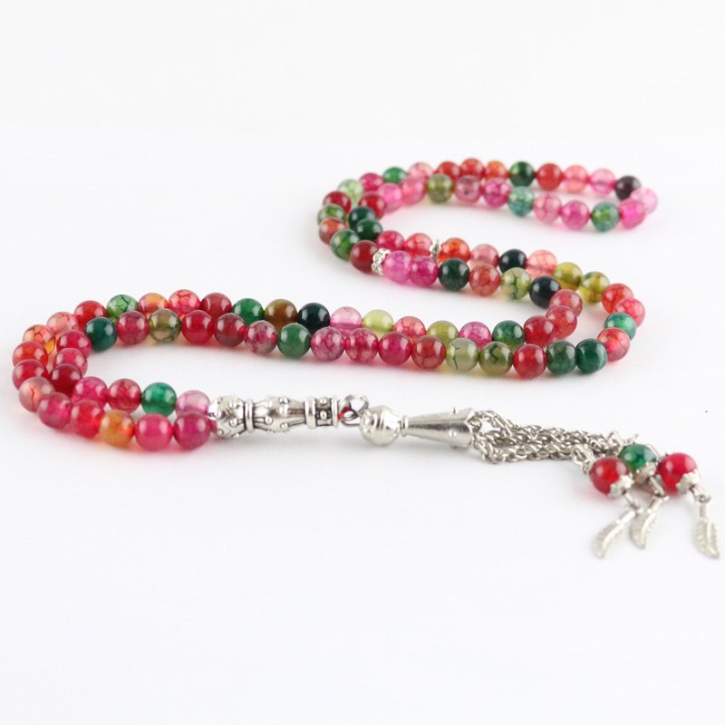 100% Natural Birch Agate Prayer bracelets Islamic Muslim tasbih Allah Rosary agate necklace 99 beads 6-8mm tesbih