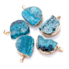 100% Natural Cure Crystal Pink Quartz Crystal Pendant 5pcs Crystal Irregular Stone Pendant Drusy Sliced Moon White Blue Crystal