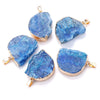 100% Natural Cure Crystal Pink Quartz Crystal Pendant 5pcs Crystal Irregular Stone Pendant Drusy Sliced Moon White Blue Crystal