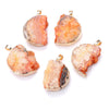 100% Natural Cure Crystal Pink Quartz Crystal Pendant 5pcs Crystal Irregular Stone Pendant Drusy Sliced Moon White Blue Crystal