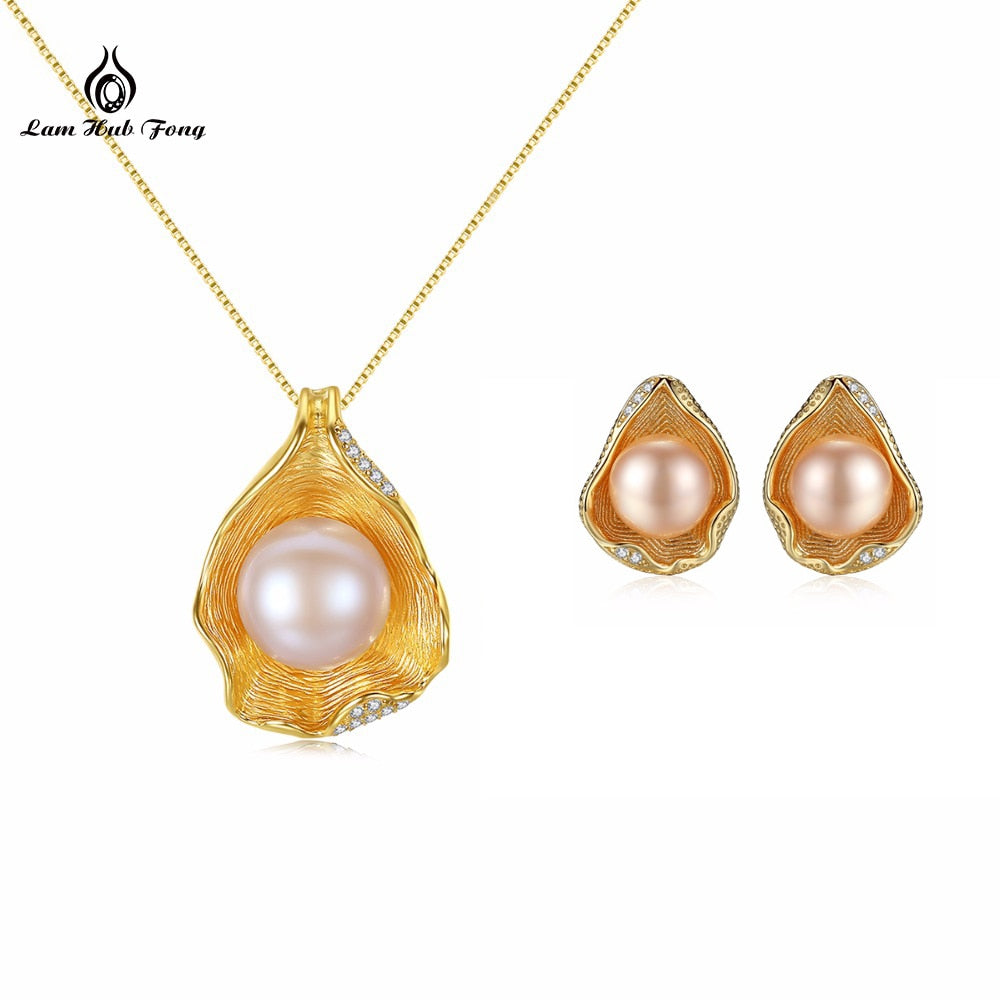 100% Natural Pearl Jewelry Sets For Women Fine 925 Sterling Silver Shell Earrings Pendant Wedding Jewelry Wholesale