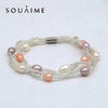 100% Natural Pearl Bracelet 3pcs Purple White Pink 6-7MM Women's Boutique Bracelet For Women Charm Pulseiras Femininas