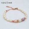 100% Natural Pearl Bracelet For Women 6-8mm Length 20cm Purple White Pink Pearl Fashion Jewelry