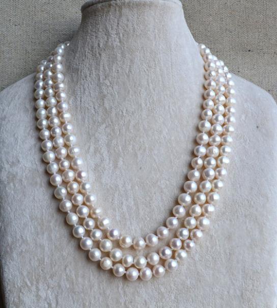 100% Natural Pearl Jewellery,61 inches Long Pearl Necklace,White Color Real Pearls,Wedding Pearls,Bridesmaid Jewelry For Woman