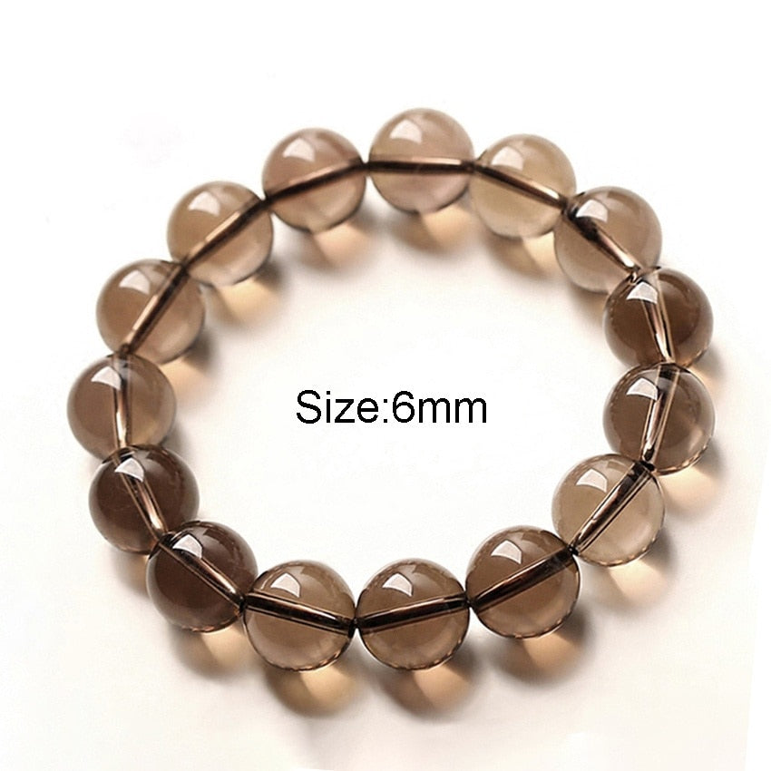 100% Natural Smoky Quartz Bracelet For Women 6-14mm Couple Crystal Bracelet Femme Chain Hand Fit For A Gift Mens Bracelets