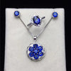 100% Natural Tanzanite Jewelry Sets For Women Fine Jewelry 925 Silver Ring Stud Earrings Pendants Luxury Gemstone CCS001-4
