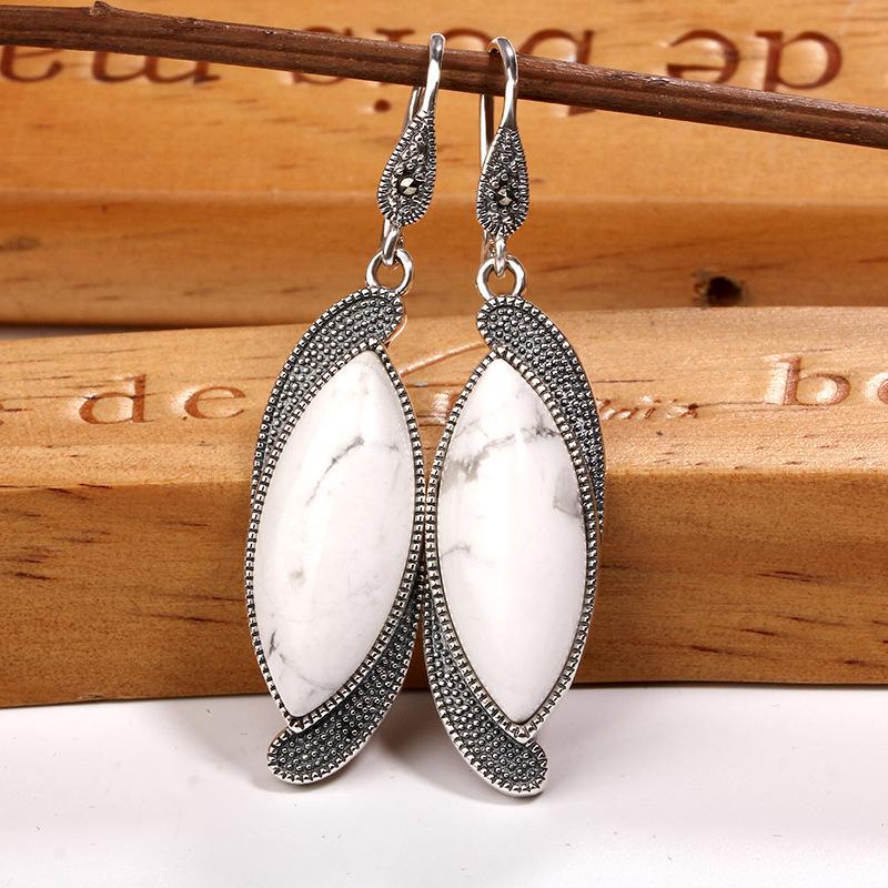 100% Natural White Turquoise Earrings For Women Gift Party 2020 Bohemia Style JE08