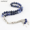 100% Natural agate Muslim tasbih Allah Rosary bracelets 33 beads Blue Stripe Agate Stone 6-10mm Islamic Bracelet