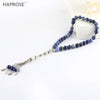 100% Natural agate Muslim tasbih Allah Rosary bracelets 33 beads Blue Stripe Agate Stone 6-10mm Islamic Bracelet