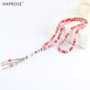 100% Natural agate Prayer Islamic Muslim tasbih Allah Rosary blue textured agate bracelets 99 beads 6-10mm red tassel necklace