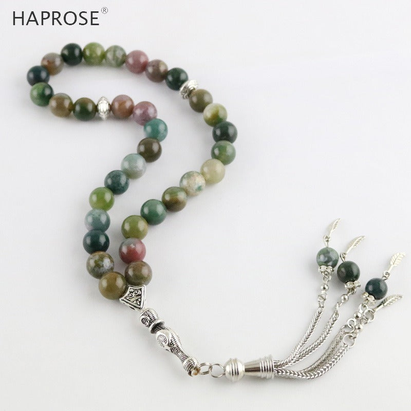100% Natural agate Prayer Islamic Muslim tasbih Allah Rosary bracelets 33 beads 6-10mm Color Indian Agate Boutique Bracelet