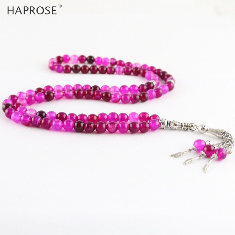 100% Natural agate Prayer bracelets Islamic Muslim tasbih Allah Rosary agate tesbih bracelets 99 beads 6-10mm