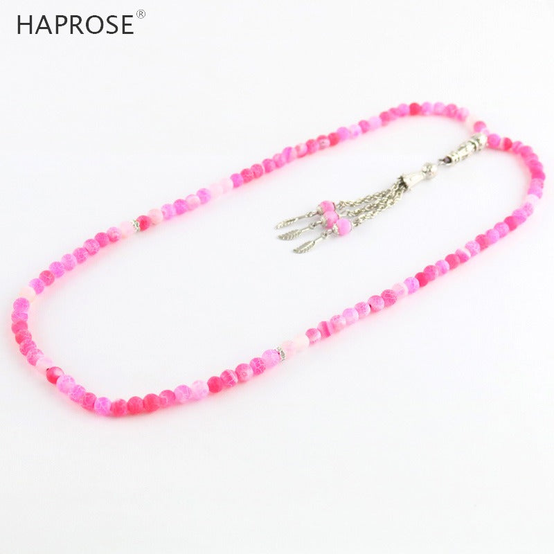 100% Natural agate weathering rose Red bracelets Prayer Islamic Muslim tasbih Allah Rosary agate 99 beads 6-10mm necklace gift