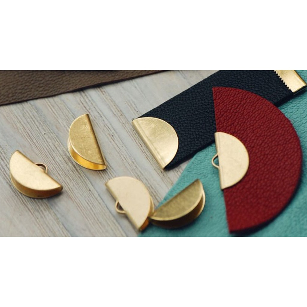 100 Pieces Half Round Metal Belt Buckle End for Cotton Strap Label Bag Key Chain Bags Accessory