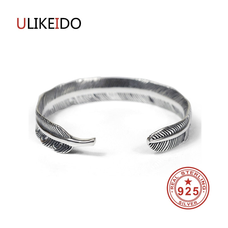 100% Pure 925 Sterling Silver Bangles Men Fashion Punk Hand Chain For Women Thai Silver Jewelry Charm Bracelet Homme 1373