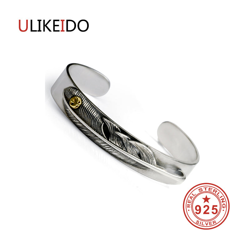 100% Pure 925 Sterling Silver Bangles Men Fashion Punk Hand Chain For Women Thai Silver Jewelry Charm Bracelet Homme 1364