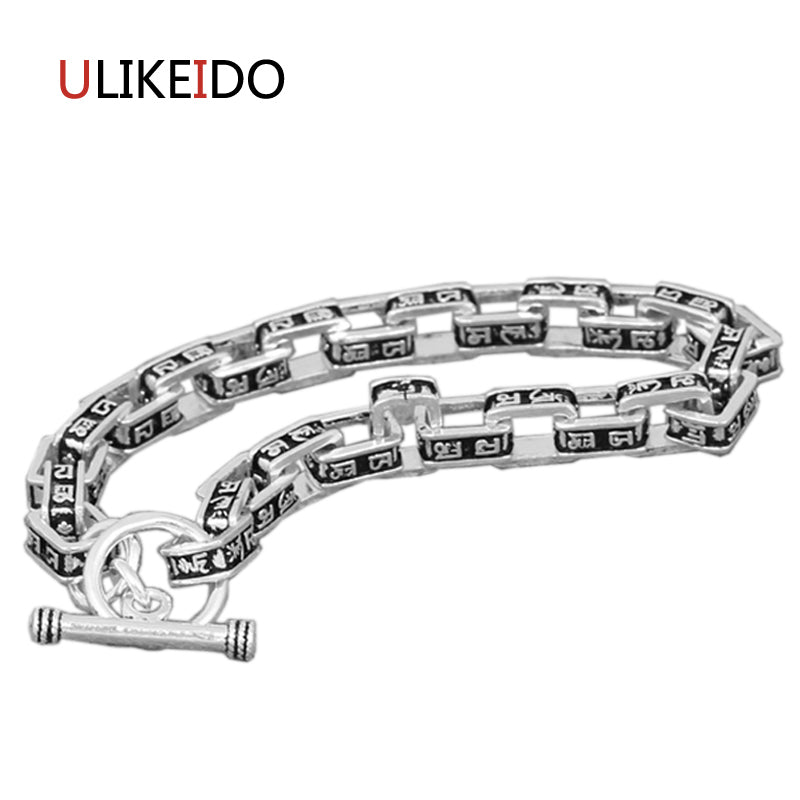 100% Pure 925 Sterling Silver Bracelet Buddha Fashion Punk Side Hand Chain For Men Sprcial Jewelry Charm Bracelets Gift 333
