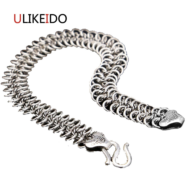 100% Pure 925 Sterling Silver Bracelet Chilopod Fashion Punk Hand Chain For Men Sprcial Jewelry Charm Hook Clasp Bracelets Gift
