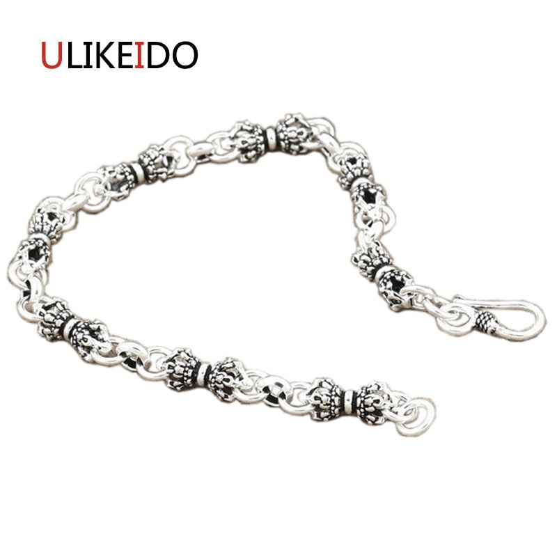 100% Pure 925 Sterling Silver Bracelets Fashion Classic Hand Chain For Men Vajra drop magic Jewelry Charm Bracelet 324
