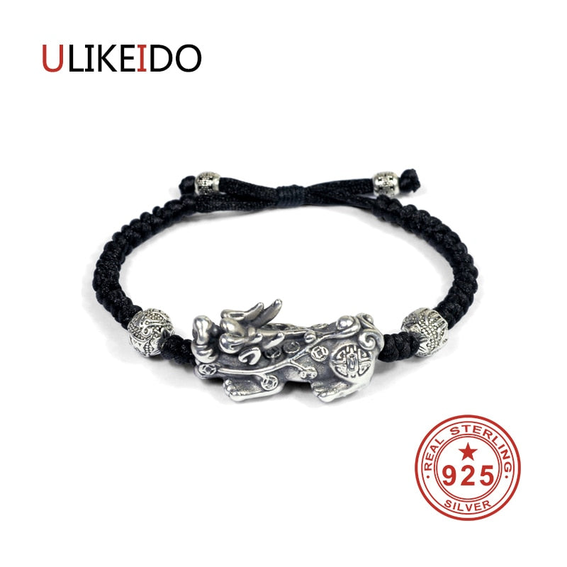 100% Pure 925 Sterling Silver Bracelets Men Fashion Punk Hand Chain For Women Thai Silver Jewelry Charm Bracelet Homme 1369