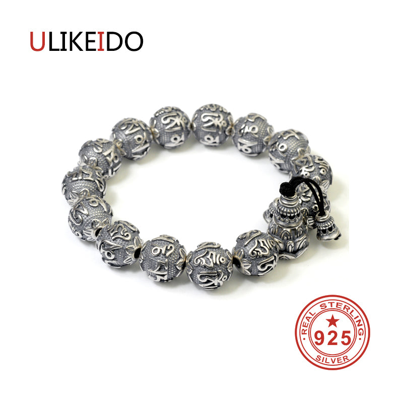 100% Pure 925 Sterling Silver Bracelets Men Fashion Punk Hand Chain For Women Thai Silver Jewelry Charm Bracelet Homme 1365