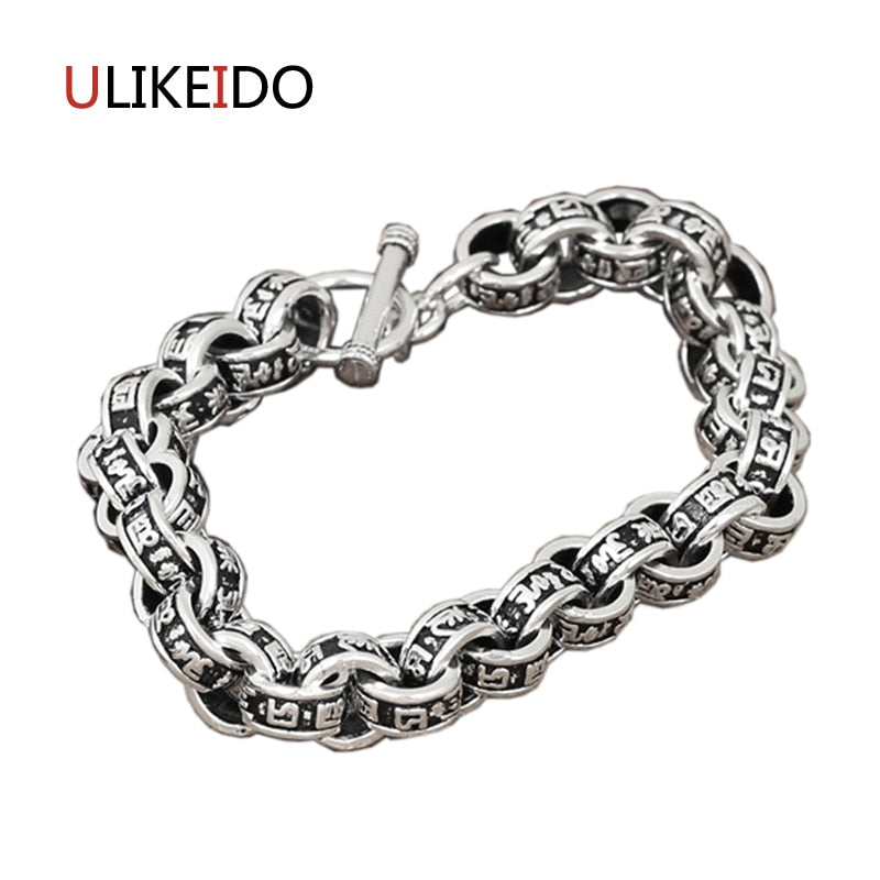 100% Pure 925 Sterling Silver Bracelets Words Fashion Classic Hand Chain For Men Buddha Jewelry Charm Bracelet 325