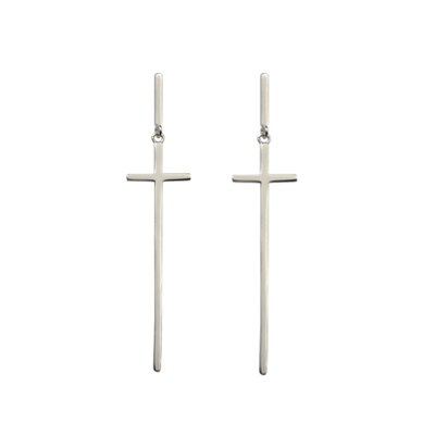 100% Pure 925 Sterling Silver Cross Earrings Fashion Punk Jewelry Stud Earring For Men And Women Gift 1245