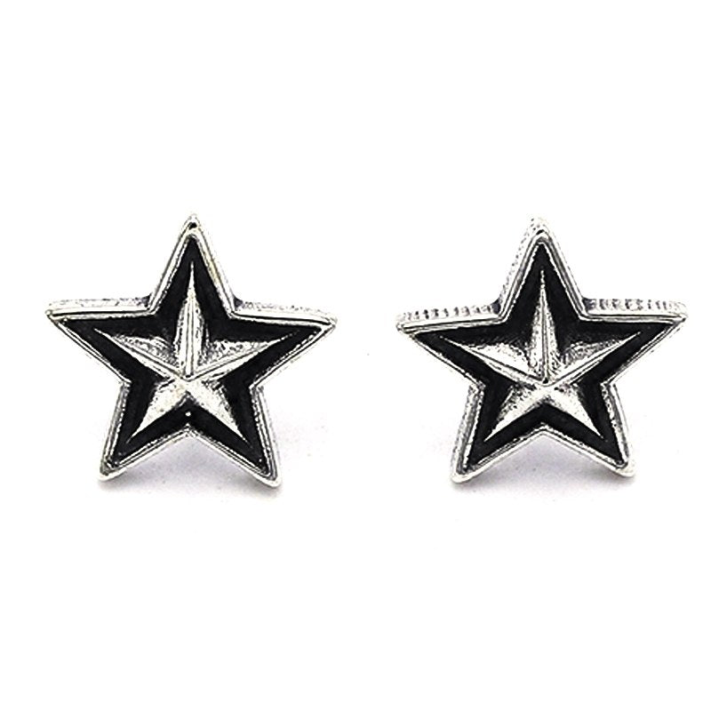 100% Pure 925 Sterling Silver Earrings Fashion Punk Jewelry Star Stud Earring For Men And Women Gift 436