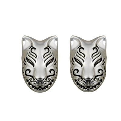 100% Pure 925 Sterling Silver Fox Earrings Fashion Punk Jewelry Stud Earring For Men And Women Gift 1233
