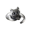 100% Pure 925 Sterling Silver Jewelry Cat Rings Opening Vintage Ring For Women Gift 0003