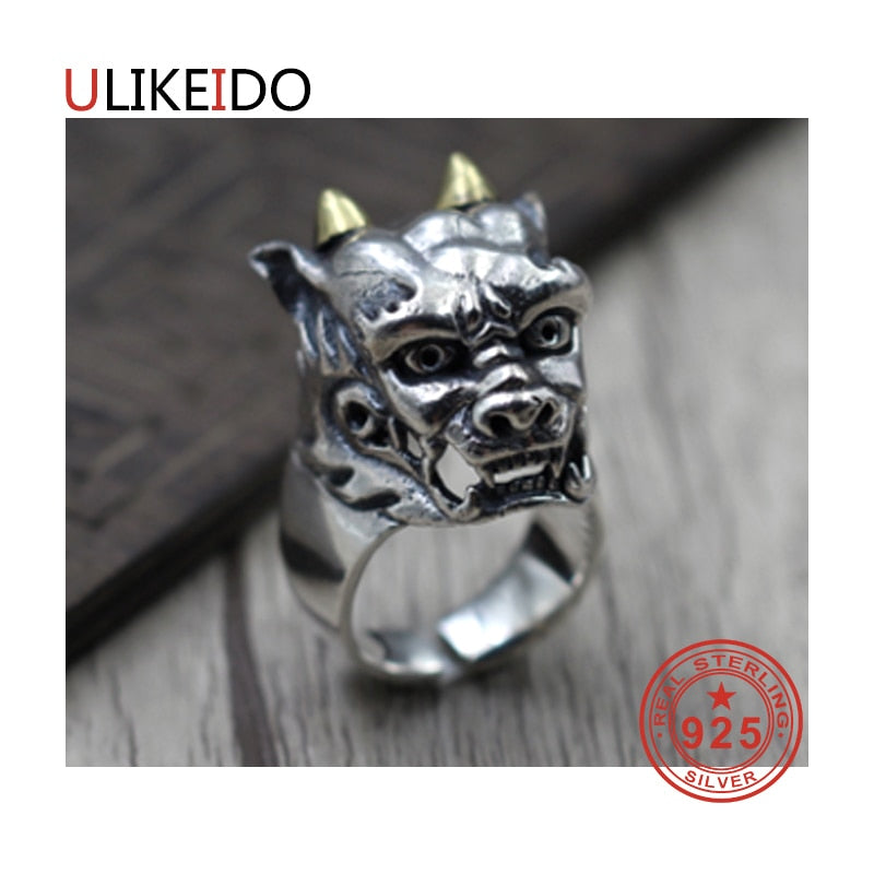 100% Pure 925 Sterling Silver Jewelry Rings Adjust Vintage Mens Signet Ring For Women Christmas Gift 979