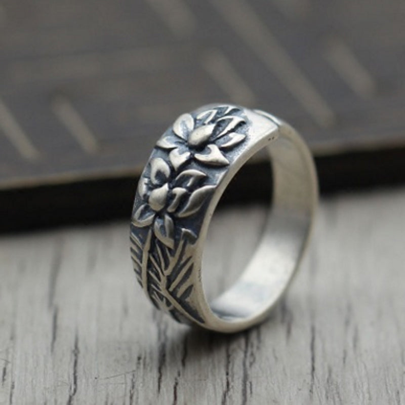 100% Pure 925 Sterling Silver Jewelry Rings Nail Adjust Punk Mens Signet Ring For Women Gift 0026