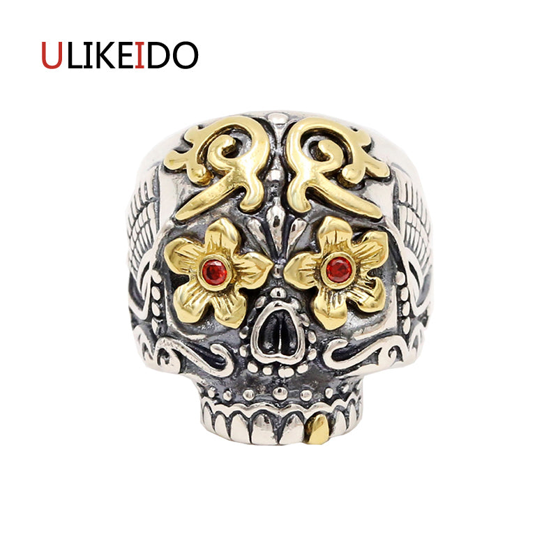 100% Pure 925 Sterling Silver Jewelry Skull Open Fashion Domineering Skeleton Punk Pirate Mens Signet Rings New Gift 283