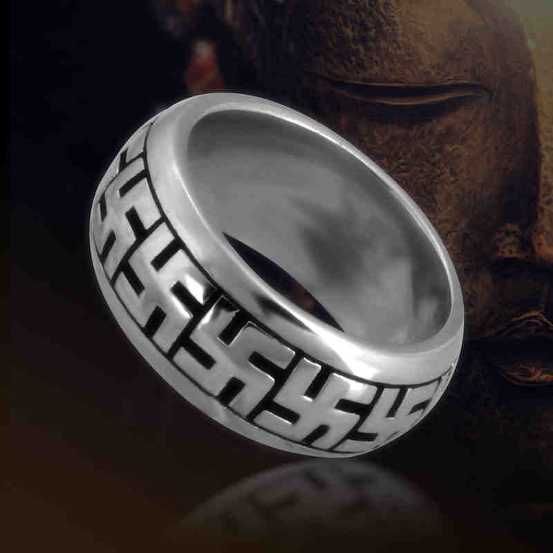 100% Pure 925 Sterling Silver Jewelry The Buddha Rings Vintage Men Signet Ring For Women Fine Gift 0070