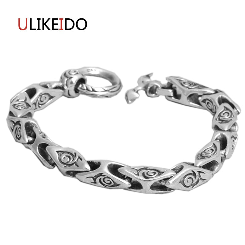 100% Pure 925 Sterling Silver Mens Flame Bracelets Fashion Classic Hand Chain For Men Heavy Jewelry Charm Bracelet 332