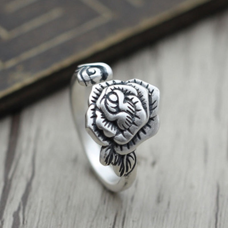 100% Pure 990 Sterling Silver Jewelry Rings Nail Adjust Punk Mens Signet Ring For Women Gift 0027