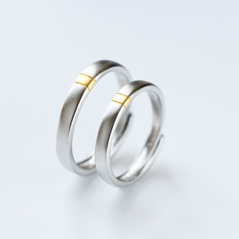 100% Real 925 Pure Silver Classic Simple Plain Design Lovers Open Rings For Man & Woman Couples Wedding & Engagement Jewelry