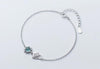 100% Real. 925 Sterling Silver Fine Jewelry Blue Crystal Sun & zirconia Cloud chain Bracelet LS762