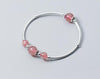 100% Real. 925 Sterling Silver Fine Jewelry Flowers&Beads Natural Rose Strawberry Quartz Stone Bracelet LS757