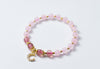 100% Real. 925 Sterling Silver Fine Jewelry Natural Rose Quartz Stone & Strawberry Quartz moon and Golden Beads Bracelet GTLS672