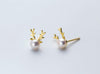 100% Real. 925 Sterling Silver Fine Jewelry White Pearl&Deer Animal Stud Earrings lady's gtle1885