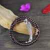 100% Real 925 Sterling Silver Jewelry Round 3MM Natural Red Garnet Stone Goldfish Design Lucky Ball Bead Charms Bracelet Bangle