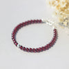 100% Real. 925 Sterling Silver Jewelry Round 5MM Natural Red Garnet Stone & Lucky Ball bead charms Bracelet Bangle GTLS399